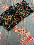 Pure atrangi Silk Saree and Stitched Blouse Boat Neck 40"